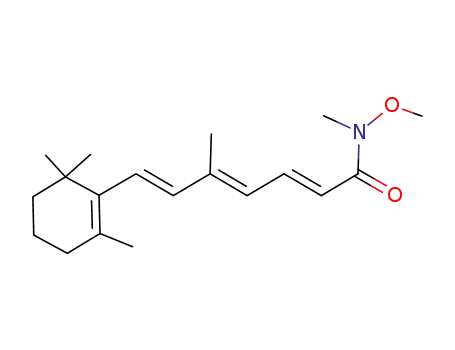 Molecular Structure of 141207-99-0 (2,4,6-Heptatrienamide,
N-methoxy-N,5-dimethyl-7-(2,6,6-trimethyl-1-cyclohexen-1-yl)-, (E,E,E)-)