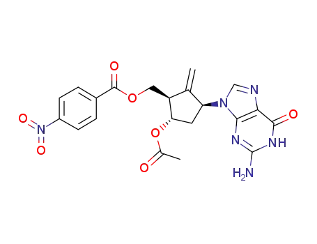 Molecular Structure of 1435752-55-8 (((1R,3S,5S)-5-acetoxy-3-(2-amino-6-oxo-1H-purin-9(6H)-yl)-2-methylenecyclopentyl)methyl 4-nitrobenzoate)