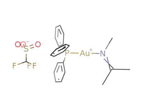 Molecular Structure of 333958-10-4 ([Au(methyl acetimino)(PPh<sub>3</sub>)]TfO)