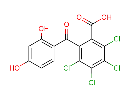 Molecular Structure of 21811-70-1 (2,3,4,5-tetrachloro-6-(2,4-dihydroxy-benzoyl)-benzoic acid)