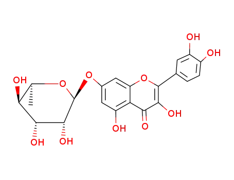 Molecular Structure of 22007-72-3 (7-(α-L-Rhamnopyranosyloxy)-2-(3,4-dihydroxyphenyl)-3,5-dihydroxy-4H-1-benzopyran-4-one)