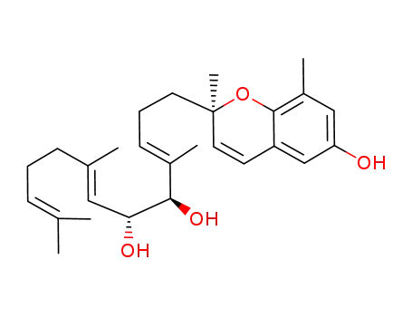 Molecular Structure of 55831-27-1 ((3E,5R,6R,7E)-1-[(2R)-6-Hydroxy-2,8-dimethyl-2H-1-benzopyran-2-yl]-4,8,12-trimethyl-3,7,11-tridecatriene-5,6-diol)