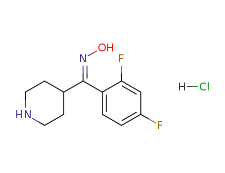 Molecular Structure of 138271-16-6 ((Z)-(2,4-difluorophenyl) (4-piperidinyl)methanone, oxime monohydrochloride)