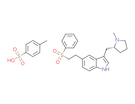 Molecular Structure of 1162655-06-2 (3-[[(R)-1-methyl-2-pyrrolidinyl]methyl]-5-[2-(phenyl-sulfonyl)ethyl]indole para-toluenesulfonate)