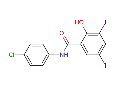 Molecular Structure of 14437-46-8 (N-[4-Chlorophenyl]-2-hydroxy-3,5-diiodobenzamide)