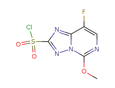 Molecular Structure of 147150-78-5 (2-chlorosulfonyl-8-fluoro-5-methoxy-[1,2,4]triazolo[1,5-c]pyrimidine)