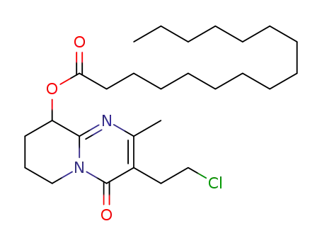 Molecular Structure of 1415488-05-9 (3-(2-chloroethyl)-6,7,8,9-tetrahydro-2-methyl-9-hydroxy-4H-pyrido[1,2-a]pyrimidine-4-one palmitate ester)