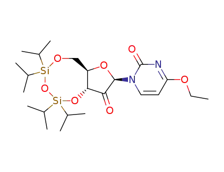 Molecular Structure of 113648-22-9 (4-ethoxy-1-<3,5-O-(1,1,3,3-tetraisopropyldisiloxane-1,3-diyl)-β-D-erythro-2-pentulofuranosyl>-2(1H)-pyrimidinone)