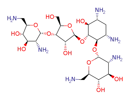 Molecular Structure of 66-86-4 (5-amino-2-(aminomethyl)-6-[5-[3,5-diamino-2-[3-amino-6-(aminomethyl)-4 ,5-dihydroxy-oxan-2-yl]oxy-6-hydroxy-cyclohexyl]oxy-4-hydroxy-2-(hydro xymethyl)oxolan-3-yl]oxy-oxane-3,4-diol)