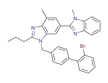 Molecular Structure of 1206701-77-0 (3'-((2'-bromobiphenyl-4-yl)methyl)-1,7'-dimethyl-2'-propyl-1H,3'H-2,5'-bibenzo[d]imidazole)