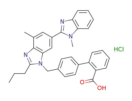 Molecular Structure of 515815-48-2 (tert-butyl-4'-[[2-n-propyl-4-methyl-6-(1-methylbenzimidazol-2-yl)-benzimidazol-1-yl]-methyl]-biphenyl-2-carboxylate hydrochloride)