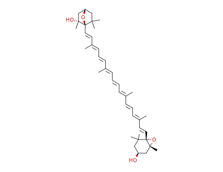 Molecular Structure of 107390-61-4 (b,b-Carotene,3,6:4',5'-diepoxy-5,5',6,6'-tetrahydro-3',5-dihydroxy-, (3S,3'S,5R,5'R,6R,6'S)-(9CI))
