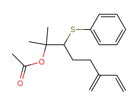 Molecular Structure of 80527-38-4 (7-Octen-2-ol, 2-methyl-6-methylene-3-(phenylthio)-, acetate)