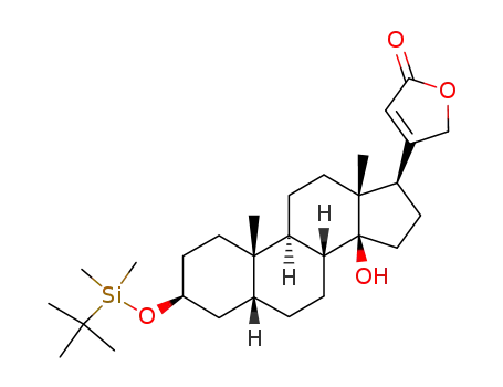 Molecular Structure of 182573-64-4 (4-[(3S,5R,8R,9S,10S,13R,14S,17R)-3-(tert-Butyl-dimethyl-silanyloxy)-14-hydroxy-10,13-dimethyl-hexadecahydro-cyclopenta[a]phenanthren-17-yl]-5H-furan-2-one)