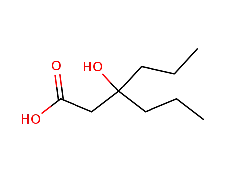 Molecular Structure of 23985-60-6 (Hexanoic acid, 3-hydroxy-3-propyl-)