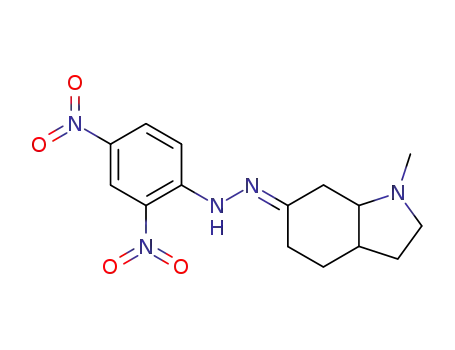 Molecular Structure of 114634-46-7 (N-(2,4-Dinitro-phenyl)-N'-[1-methyl-octahydro-indol-(6E)-ylidene]-hydrazine)