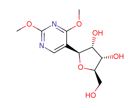 Molecular Structure of 68168-19-4 ((2S,3S,4R,5R)-2-(2,4-dimethoxypyrimidin-5-yl)-5-hydroxymethyltetrahydrofuran-3,4-diol)