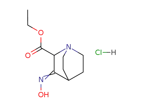 Molecular Structure of 110056-51-4 (2-Ethoxycarbonyl-3-oxoquinuclidine oxime hydrochloride)