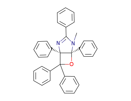 Molecular Structure of 108099-97-4 ((1R,5S)-4-Methyl-1,3,5,7,7-pentaphenyl-6-oxa-2,4-diaza-bicyclo[3.2.0]hept-2-ene)