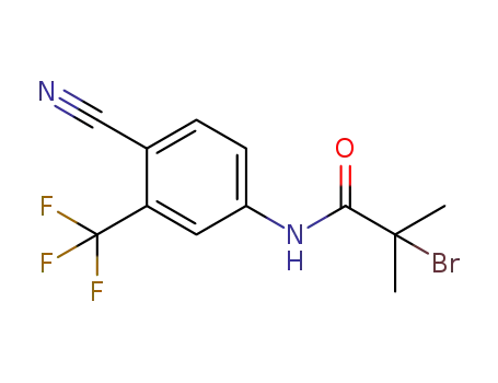 Molecular Structure of 1259327-69-9 (2-bromo-N-(4-cyano-3-(trifluoromethyl)phenyl)-2-methylpropanamide)