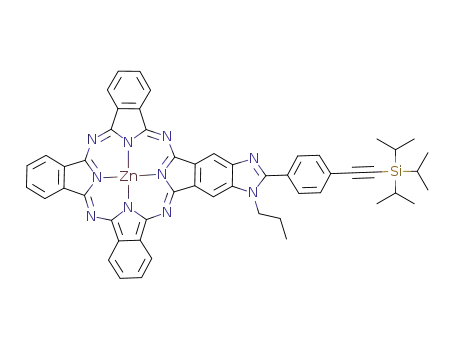 Molecular Structure of 887928-95-2 (tribenzo[g,l,q]-(2-{4-(2-triisopropylsilylethynyl)phenyl}-1-propylbenzimidazo[5,6-b])porphyrazinatozinc(II))
