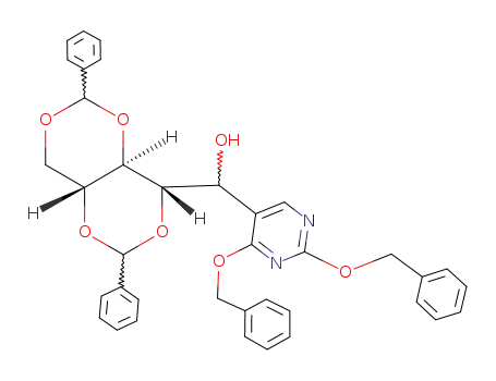 Molecular Structure of 67320-14-3 ((1Ξ)-<i>O</i><sup>2</sup>,<i>O</i><sup>4</sup>;<i>O</i><sup>3</sup>,<i>O</i><sup>5</sup>-(<i>R</i>,<i>R</i>)-dibenzylidene-1-(2,4-bis-benzyloxy-pyrimidin-5-yl)-<i>D</i>-ribitol)