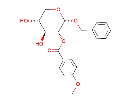 Molecular Structure of 219906-49-7 (benzyl 2-O-(4-methoxybenzoyl)-α-D-xylopyranoside)