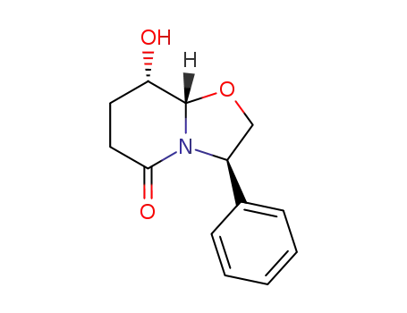 Molecular Structure of 374890-30-9 ((3R,8S,8aS)-8-Hydroxy-3-phenyl-hexahydro-oxazolo[3,2-a]pyridin-5-one)