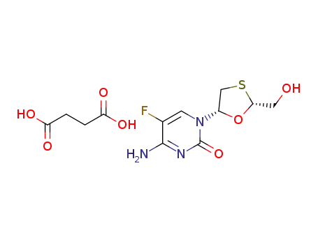 Molecular Structure of 1313482-37-9 (4-amino-5-fluoro-1-[(2R,5S)-2-(hydroxymethyl)-[1,3]-oxathiolan-5-yl]-(1H)-pyrimidin-2-one monosuccinate)