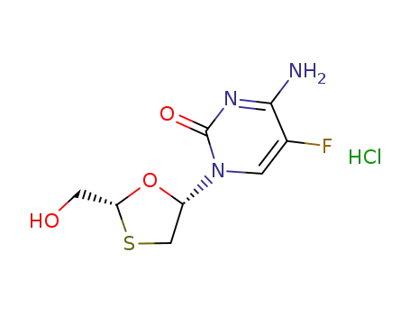 Molecular Structure of 258832-61-0 (2',3'-dideoxy-5-fluoro-3'-thiacytidine hydrochloride)