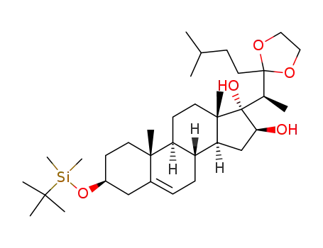 (3S,8R,9S,10R,13S,14S,16S,17S)-3-(tert-Butyl-dimethyl-silanyloxy)-10,13-dimethyl-17-{(S)-1-[2-(3-methyl-butyl)-[1,3]dioxolan-2-yl]-ethyl}-2,3,4,7,8,9,10,11,12,13,14,15,16,17-tetradecahydro-1H-cyclopenta[a]phenanthrene-16,17-diol