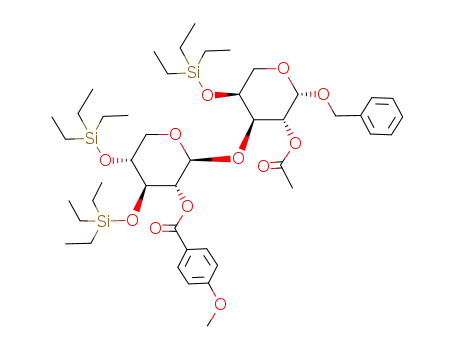 4-Methoxy-benzoic acid (2S,3R,4R,5R)-2-((2S,3R,4R,5S)-3-acetoxy-2-benzyloxy-5-triethylsilanyloxy-tetrahydro-pyran-4-yloxy)-4,5-bis-triethylsilanyloxy-tetrahydro-pyran-3-yl ester