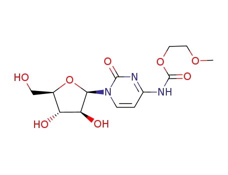Molecular Structure of 170935-60-1 ([1-((2R,3S,4S,5R)-3,4-Dihydroxy-5-hydroxymethyl-tetrahydro-furan-2-yl)-2-oxo-1,2-dihydro-pyrimidin-4-yl]-carbamic acid 2-methoxy-ethyl ester)