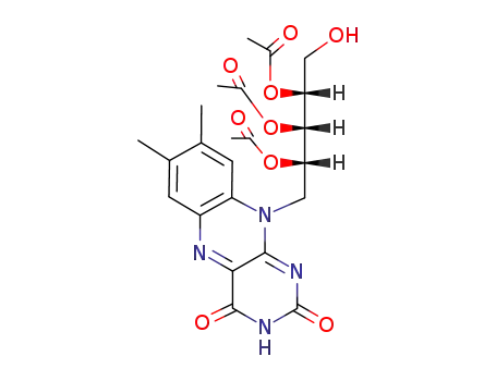 Molecular Structure of 116081-53-9 (1-(7,8-dimethyl-2,4-dioxo-3,4-dihydrobenzo[g]pteridin-10(2H)-yl)-5-hydroxypentane-2,3,4-triyl triacetate)