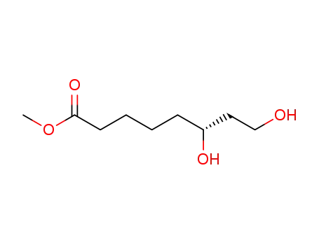 Molecular Structure of 88853-25-2 (Octanoic acid, 6,8-dihydroxy-, methyl ester, (R)-)