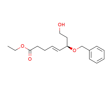Molecular Structure of 112699-67-9 (4-Octenoic acid, 8-hydroxy-6-(phenylmethoxy)-, ethyl ester, (R)-)
