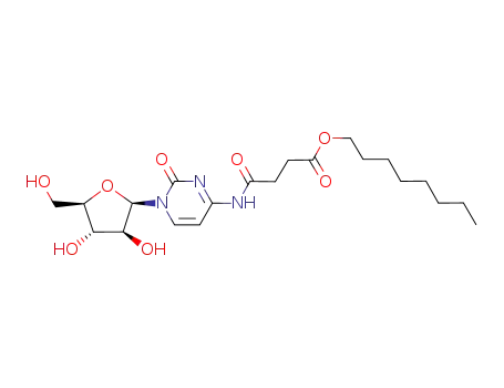 Molecular Structure of 170935-69-0 (N-[1-((2R,3S,4S,5R)-3,4-Dihydroxy-5-hydroxymethyl-tetrahydro-furan-2-yl)-2-oxo-1,2-dihydro-pyrimidin-4-yl]-succinamic acid octyl ester)