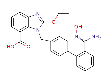 Molecular Structure of 1397836-49-5 ((Z)-2-ethoxy-3-((2'-(N'-hydroxycarbaMiMidoyl)biphenyl-4-yl)Methyl)-3H-benzo[d]iMidazole-4-carboxylic acid)