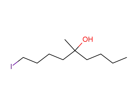 Molecular Structure of 102968-74-1 (1-Iodo-5-methyl-nonan-5-ol)