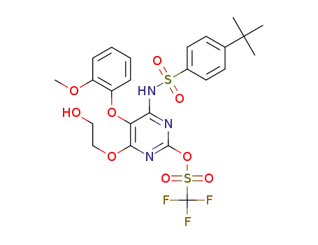 Molecular Structure of 1334686-05-3 (trifluoromethanesulfonic acid 4-(2-tert-butoxyethoxy)-6-(4-tert-butylbenzenesulfonylamino)-5-(2-methoxyphenoxy)pyrimidin-2-yl ester)