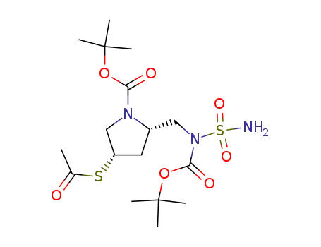 Molecular Structure of 148017-43-0 ((2S,4S)-tert-butyl 4-(acetylthio)-2-((tert-butoxycarbonyl(sulfaMoyl)aMino)Methyl)pyrrolidine-1-carboxylate)