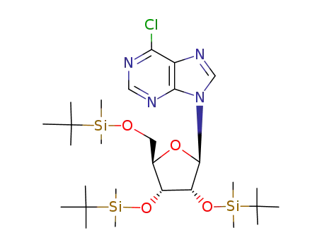 Molecular Structure of 84765-96-8 (6-chloro-9-(2,3,5-tris-O-(tert-butyldimethylsilyl)-β-D-ribofuranosyl)-9H-purine)