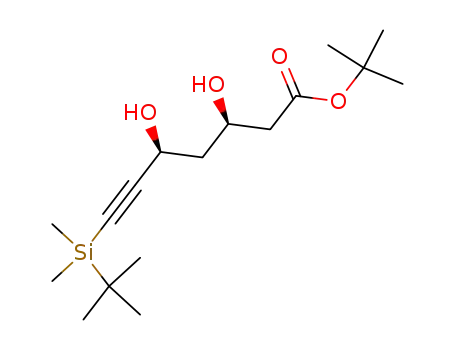 Molecular Structure of 153969-00-7 (t-butyl (3R,5S)-7-(t-butyldimethylsilyl)-3,5-dihydroxy-6-heptynoate)