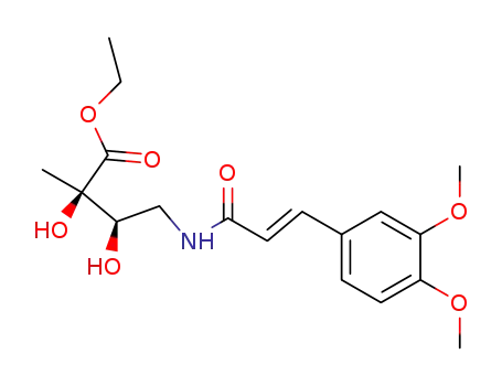 Molecular Structure of 881206-28-6 ((2R,3R)-4-[(E)-3-(3,4-Dimethoxy-phenyl)-acryloylamino]-2,3-dihydroxy-2-methyl-butyric acid ethyl ester)