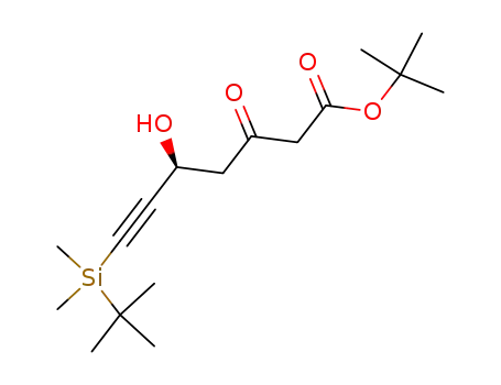 Molecular Structure of 153968-99-1 (t-butyl (5S)-7-(t-butyldimethylsilyl)-5-hydroxy-3-oxo-6-heptynoate)