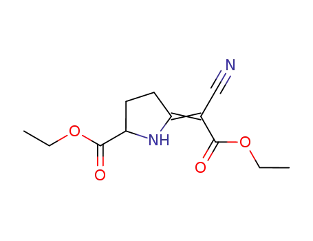 Molecular Structure of 1355624-73-5 (ethyl 5-(1-cyano-2-ethoxy-2-oxoethylidene)prolinate)