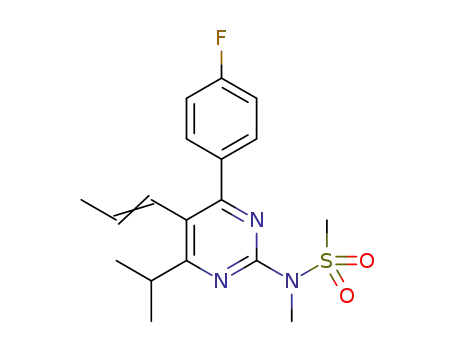 Molecular Structure of 1356998-77-0 (N-(4-(4-fluorophenyl)-6-isopropyl-5-(prop-1-enyl)pyrimidin-2-yl)-N-methylmethanesulfonamide)