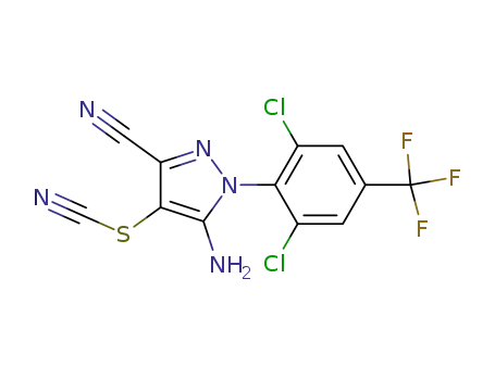Molecular Structure of 120069-10-5 (5-amino-1-(2,6-dichloro-4-trifluoromethyl-phenyl)-4-thiocyanato-1H-pyrazole-3-carbonitrile)