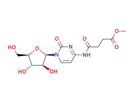 Molecular Structure of 170935-65-6 (N-[1-((2R,3S,4S,5R)-3,4-Dihydroxy-5-hydroxymethyl-tetrahydro-furan-2-yl)-2-oxo-1,2-dihydro-pyrimidin-4-yl]-succinamic acid methyl ester)