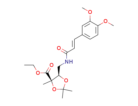 Molecular Structure of 881206-29-7 ((4R,5R)-5-{[(E)-3-(3,4-Dimethoxy-phenyl)-acryloylamino]-methyl}-2,2,4-trimethyl-[1,3]dioxolane-4-carboxylic acid ethyl ester)